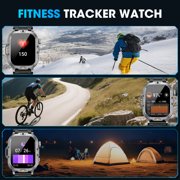 Mingwear 2.01-inch Military Smartwatch for Men with Fitness Tracker, Answer/Make Calls/100+ Sport Modes, IP68 Waterproof, Hiking Travel Pedometer Watch compatible with Android IPhone Devices (Black)