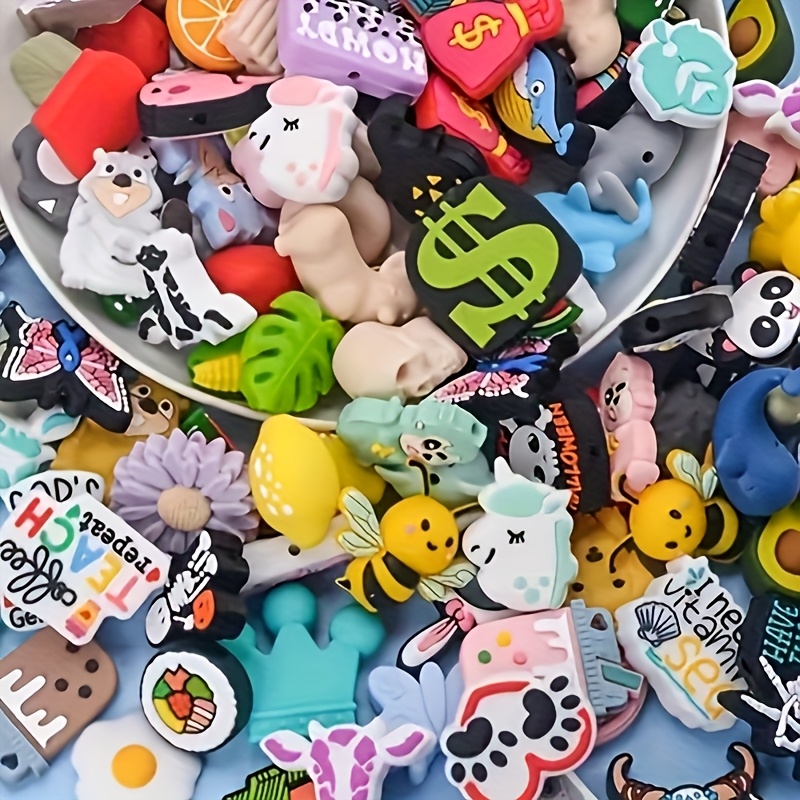 50 piezas de cuentas de silicona multicolor y multidiseño - Cuentas sueltas de animales en 3D para hacer joyería DIY, llaveros, pulseras y accesorios de manualidades
