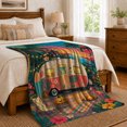 thumbnail image 6 of Tropical Camper Sunset Scene Flamingo Surfboard, Rustic Camping Scene, Warm Flannel Blanket for Cabin and Lodge, Outdoor Lovers Christmas Gift, Festive Home Decor, 6 of 8