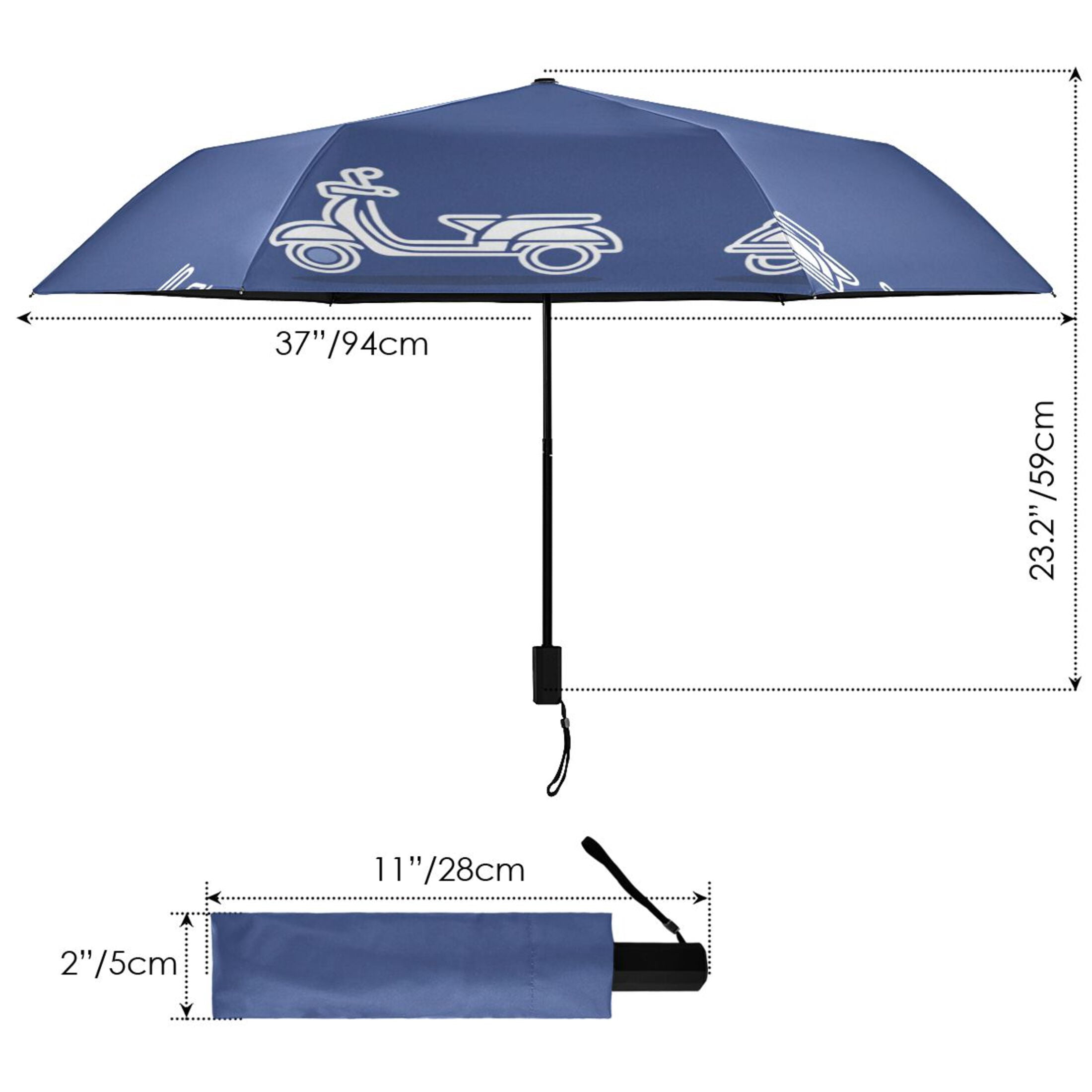 Scooter and Car Designs UV50+ Sunscreen Portable Umbrella, Waterproof, Ultra Lightweight 240g