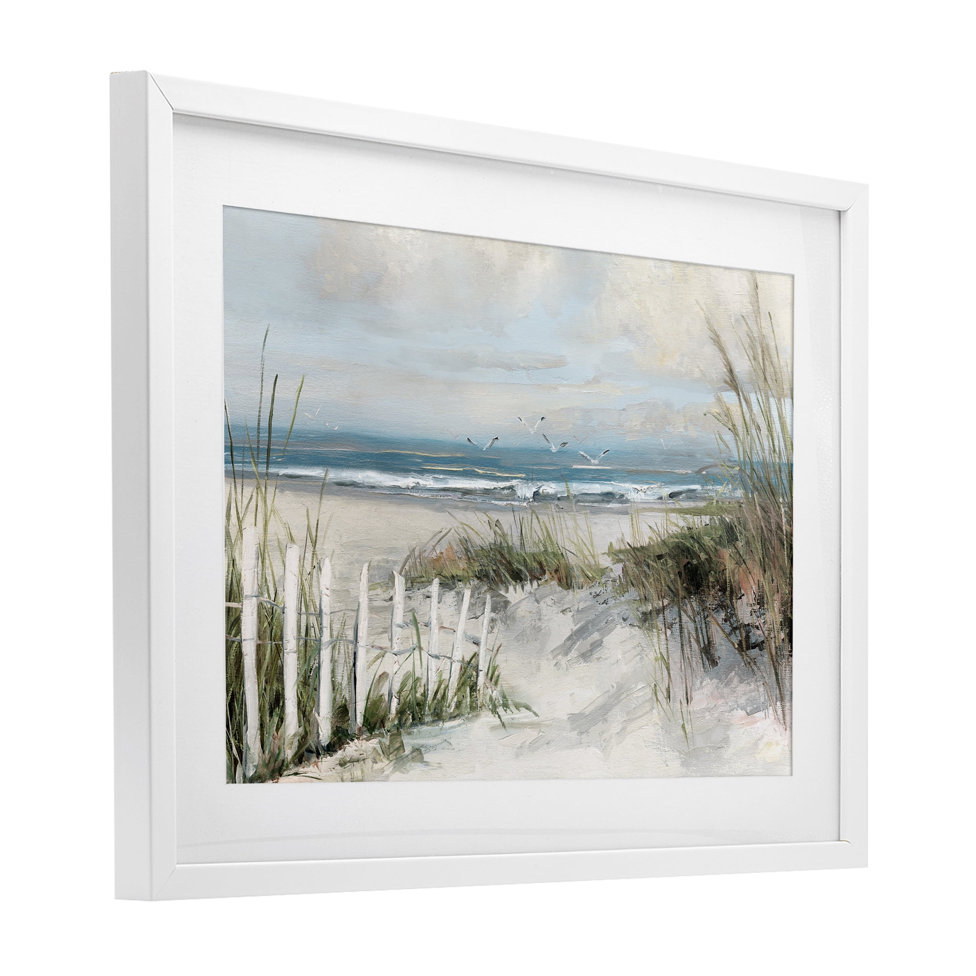 Stupell Industries Dunes With Weathered Fence White Framed Print Under Glass, design by Sally Swatland