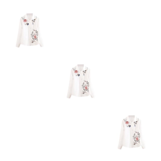 Qarigey Camisas de mujer Tallas grandes Camisa blanca Flor de manga larga Botonadura elegante Fiesta de negocios Blusa deportiva M Type1 NO1