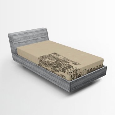 Ambesonne Tribal Fitted Sheet, Mayan Relic, Twin XL Size, Tan Army Green