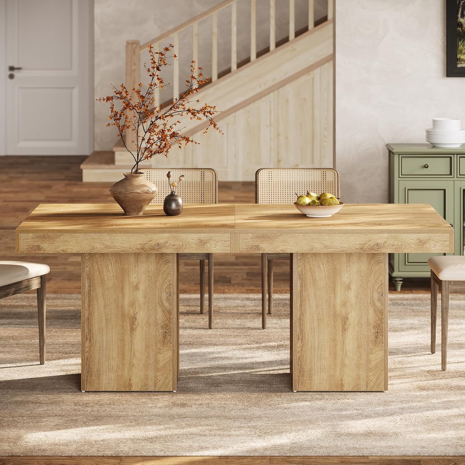 Tribesigns 39" Square Dining Table for 4, Farmhouse Small Kitchen Table for Dining Room, Natural