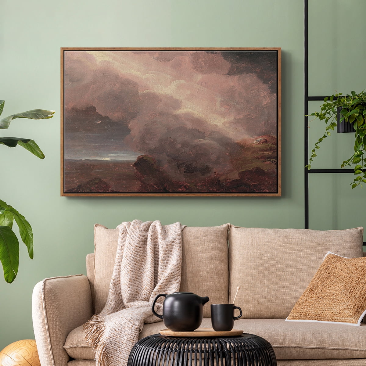 Vintage Landscape-CCCLXX By Wexford Home Framed in Walnut Wood Gallery Wrapped Canvas 27 in. x 41 in.