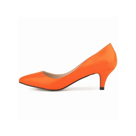 

Woobling Ladies Heels Pump Pointy Toe Pumps Leopard Wedding Dress Shoe Bridal Heeled Sandals Fashion Patent Leather Shoes Mid Heel Lightweight Orange 8