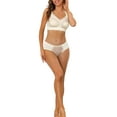 thumbnail image 2 of Unique Bargains Women's Lace Wide Strap Full Coverage Wireless Bra and Panty Lingerie Sets 38 D Champagne, 2 of 6