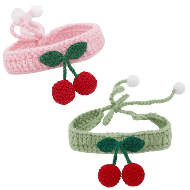 Collar De Bolas De Cereza De Punto Para Mascotas, Suministros Para Mascotas, Adornos De Cuello De Punto Hechos A Mano Suaves Y Cómodos Inevent PT002698-04