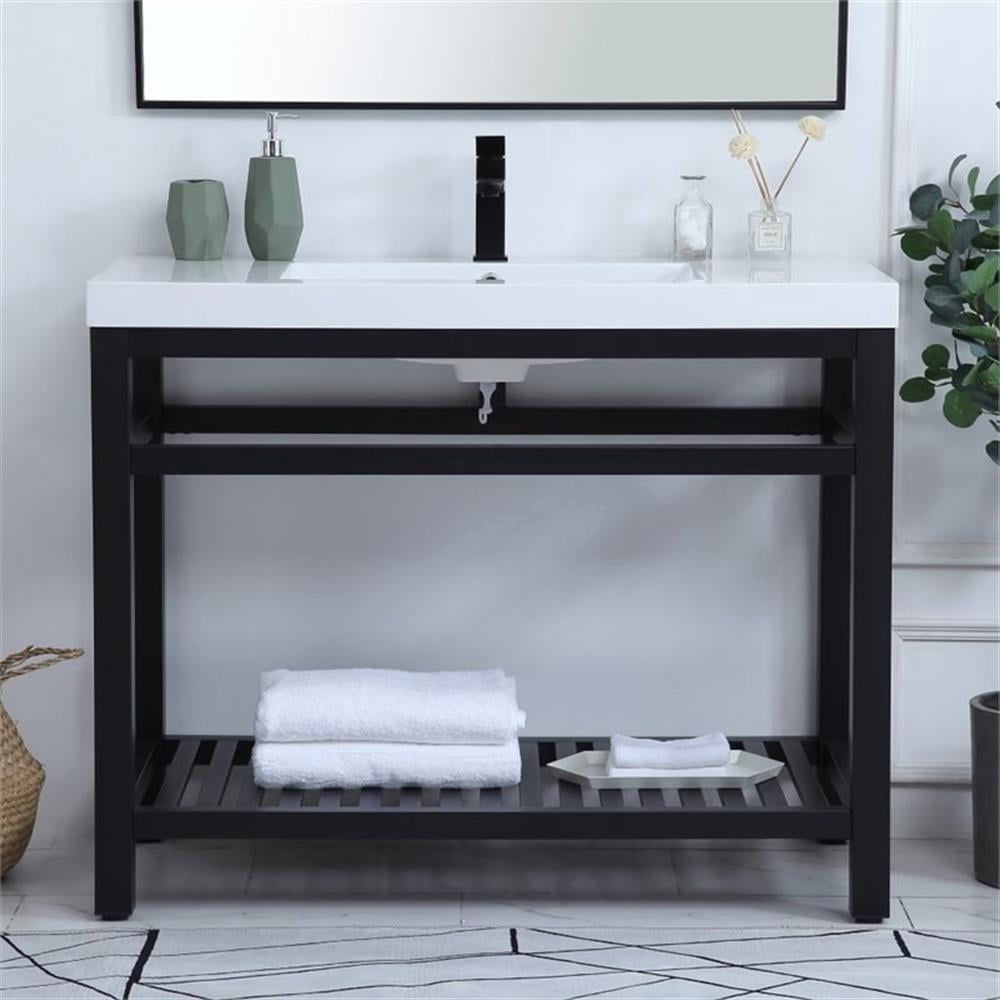 42 inch Single Bathroom Metal Vanity in Black