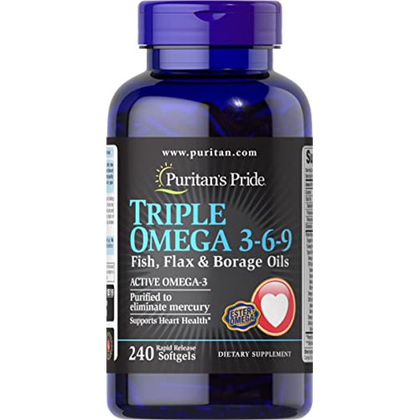 Triple Omega 369 Fish, Flax & Borage Oils, Supports Heart Health and Healthy Joints, 240 ct by
