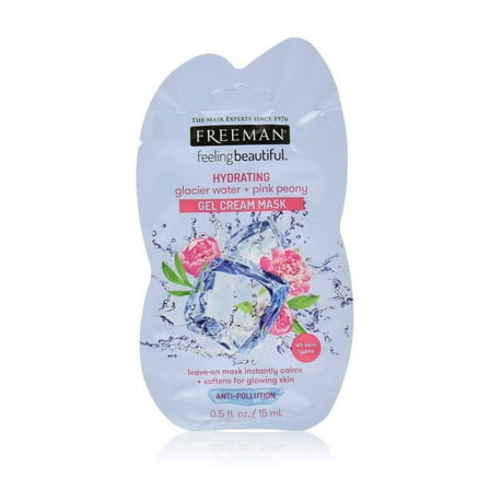 Freeman Hydrating Glacier Water & Pink Peony Gel Cream Facial Mask, 0.5 fl.oz (Pack of 20)