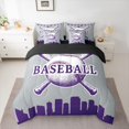 thumbnail image 3 of Homewish Ball Sports Player Twin Bedding Sets 7-Piece, Grey Purple Cartoon Baseball Bedding Comforter Set, Teens Kids Boys Girls Reversible Sheet Sets, Breathable Home Decor, 3 of 8