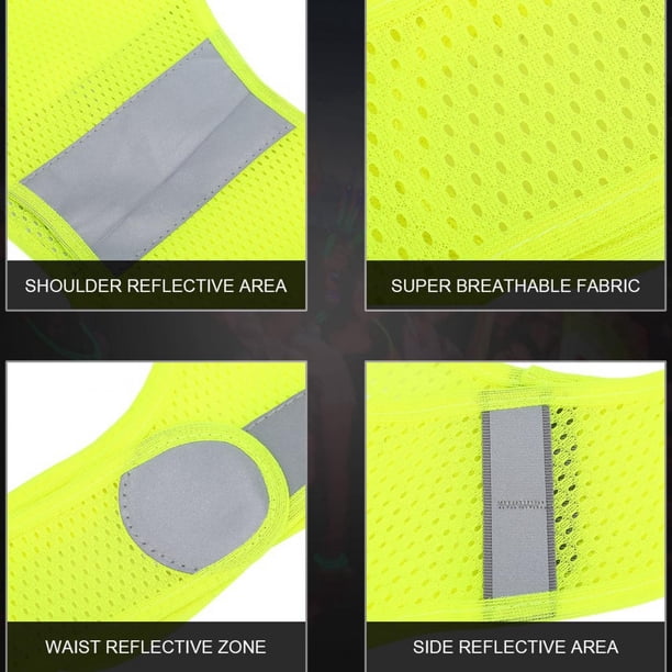 Chaleco de seguridad reflectante de alta visibilidad ajustable Ropa de seguridad para ciclismo y carrera nocturna L