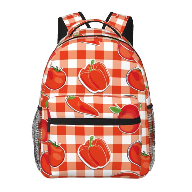 Disketp Tomatoes And Chili Mochila Estampada para Hombre y Mujer – Mochila Ligera Clásica con Múltiples Bolsillos para Universidad, Trabajo y Viajes-One Size