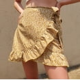 thumbnail image 2 of Vedolay Womens 2023 Summer Casual High Waist Floral Print Short Skirt,Yellow M, 2 of 4