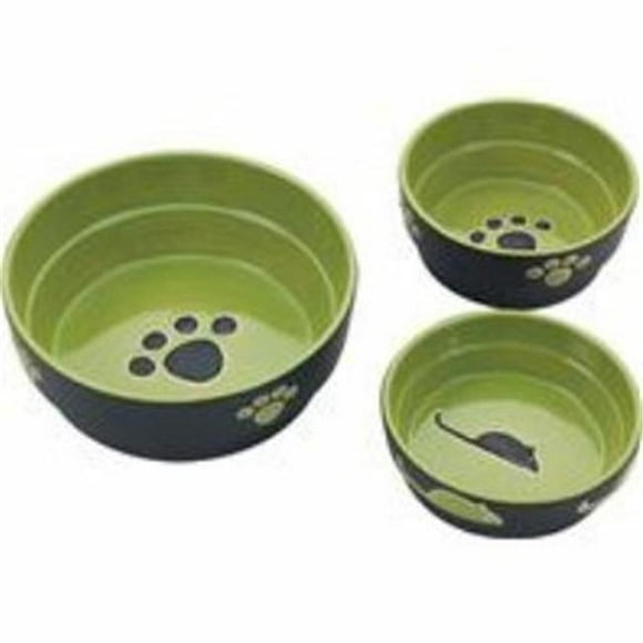 Ethical Stoneware Dish 688840 5 in. Fresco Dog Dish - Green