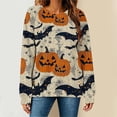 thumbnail image 2 of HomeDM Halloween Women's Long Sleeve Sweatshirt Crew Neck Graphic Pullover Tops Holiday Outfits, 2 of 6