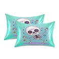 thumbnail image 2 of Dailycode Satin Pillow Case Standard Silk Pillow Cover for Hair and Skin Envelope Closure Cartoon Skeleton Dancing 20"x26", 2 of 9