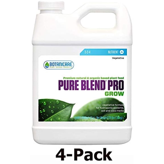 Botanicare Pure Blend PRO Grow Soil Nutrient 3-2-4 Formula, 1-Quart (Original Version (4-Pack))