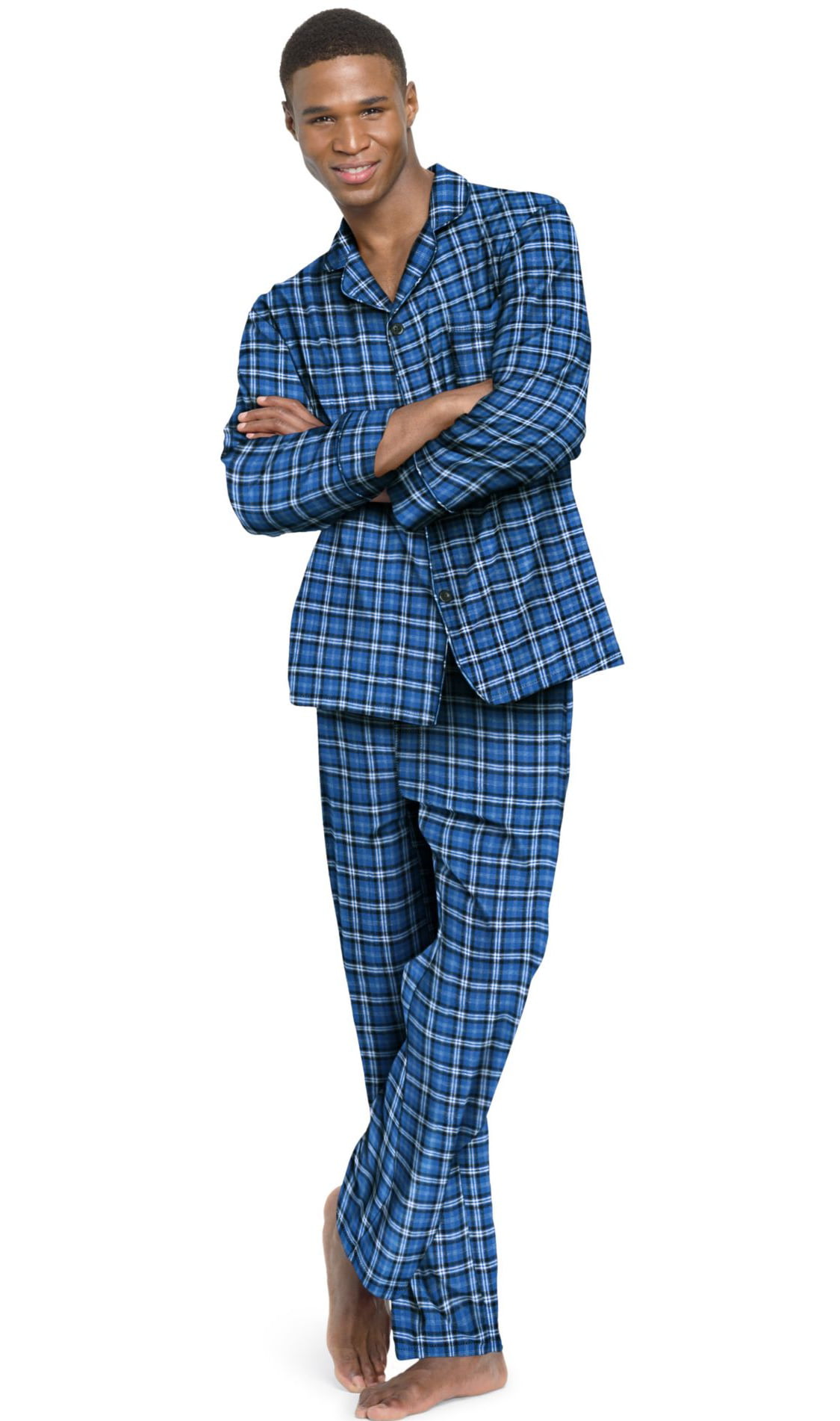 Hanes - Hanes Men`s Flannel Pajamas, 0140/0140X, 5XL, Navy/Blue Plaid ...