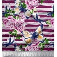 thumbnail image 1 of Soimoi Cotton Poplin Fabric Stripe,Butterfly & Rose Floral Print Fabric by Yard 42 Inch Wide, 1 of 1