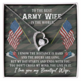 thumbnail image 1 of To My Wife Distance is Hard Army Wife Forever Necklace w Message Card, 1 of 7