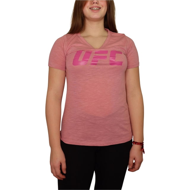 Playera gráfica con logo de UFC para mujer, rosa, grande