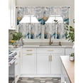 thumbnail image 4 of Teal Gray Gold Swag Kitchen Curtains Sets for Windows 24 Inch Length, Modern Minimalist Abstract Gradient Art Short Window Curtain Panels Swags Valances and Tiers 3 Piece Set for Cafe/Dining Room, 4 of 5