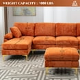 thumbnail image 3 of Rophefx 114.42" Sectional Couches for Living Room,Modern Velvet Fabric U-Shaped Couch,4-Seat Sofa with Chaise and Ottoman,Orange, 3 of 8