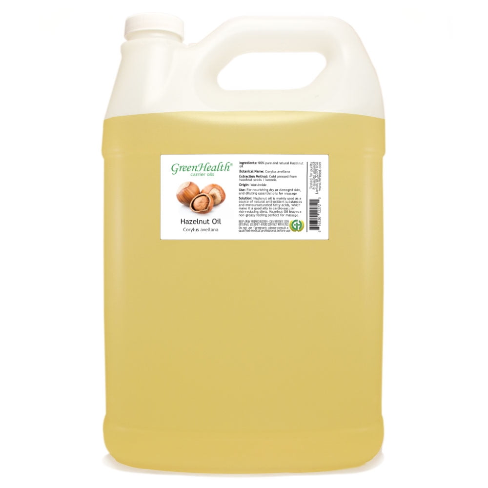 GreenHealth Hazelnut Carrier Oil, 1 Gallon (128 fl oz), 100% Pure, Expeller Pressed, Refined & Deodorized, Plastic Jug with Cap