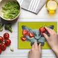 thumbnail image 4 of Animal Cutting Board, Hand Drawn Portrait of Cat with Glasses and Bow Tie Sketch Hipster Print, Decorative Tempered Glass Cutting and Serving Board, Small Size, Yellow Grey White, by Ambesonne, 4 of 5