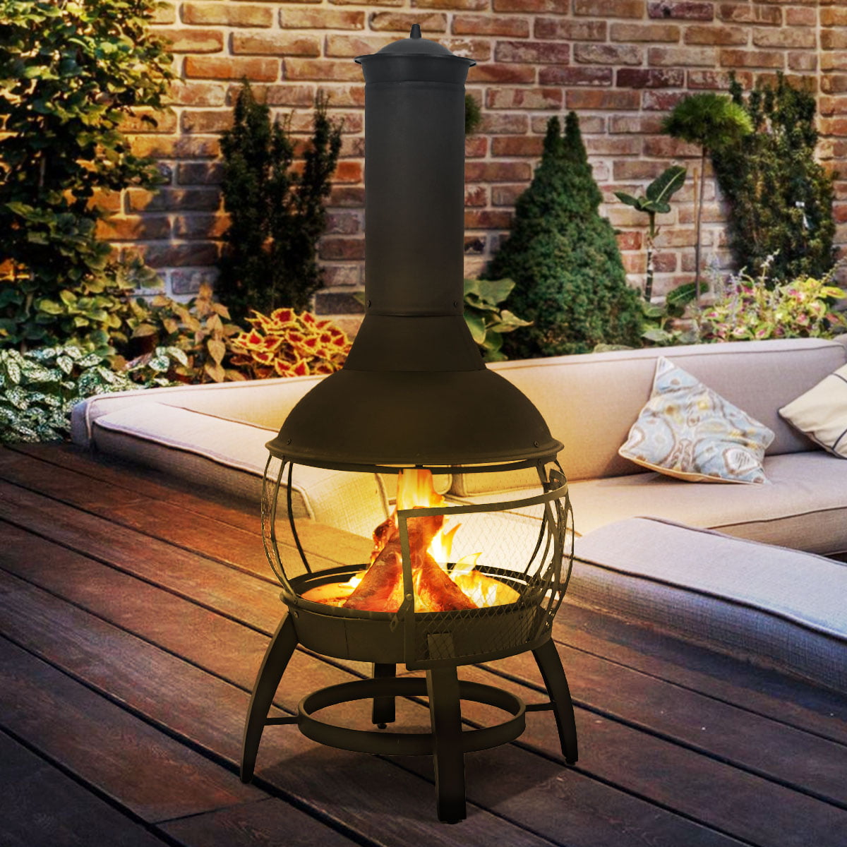 Chiminea Fire Pit,BBQ Grill Pit,Wood Fire Pits,Fireplace Patio Firepit