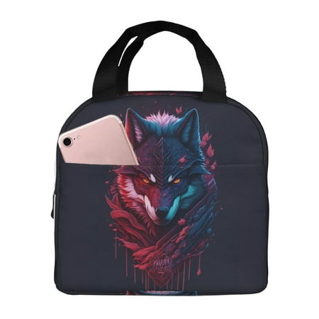 Insulated Lunch Bag for Women Men - Cool Wolf Head Leakproof Cooler Lunch Box for Women Men  Lunch Tote Bags for Work School Picnic Travel