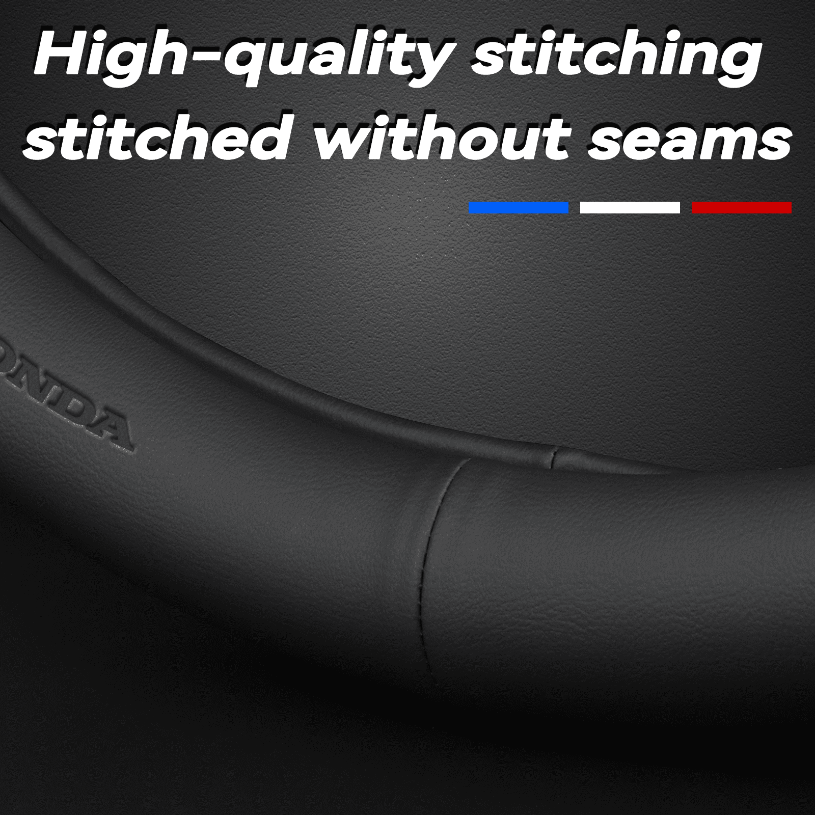 3D Embossed Custom Fit Steering Wheel Cover For Honda, Non-Slip Nappa Leather Wrap for Enhanced Grip & Comfort, Includes 2 Car Coasters & Fast Charging USB Cable Black