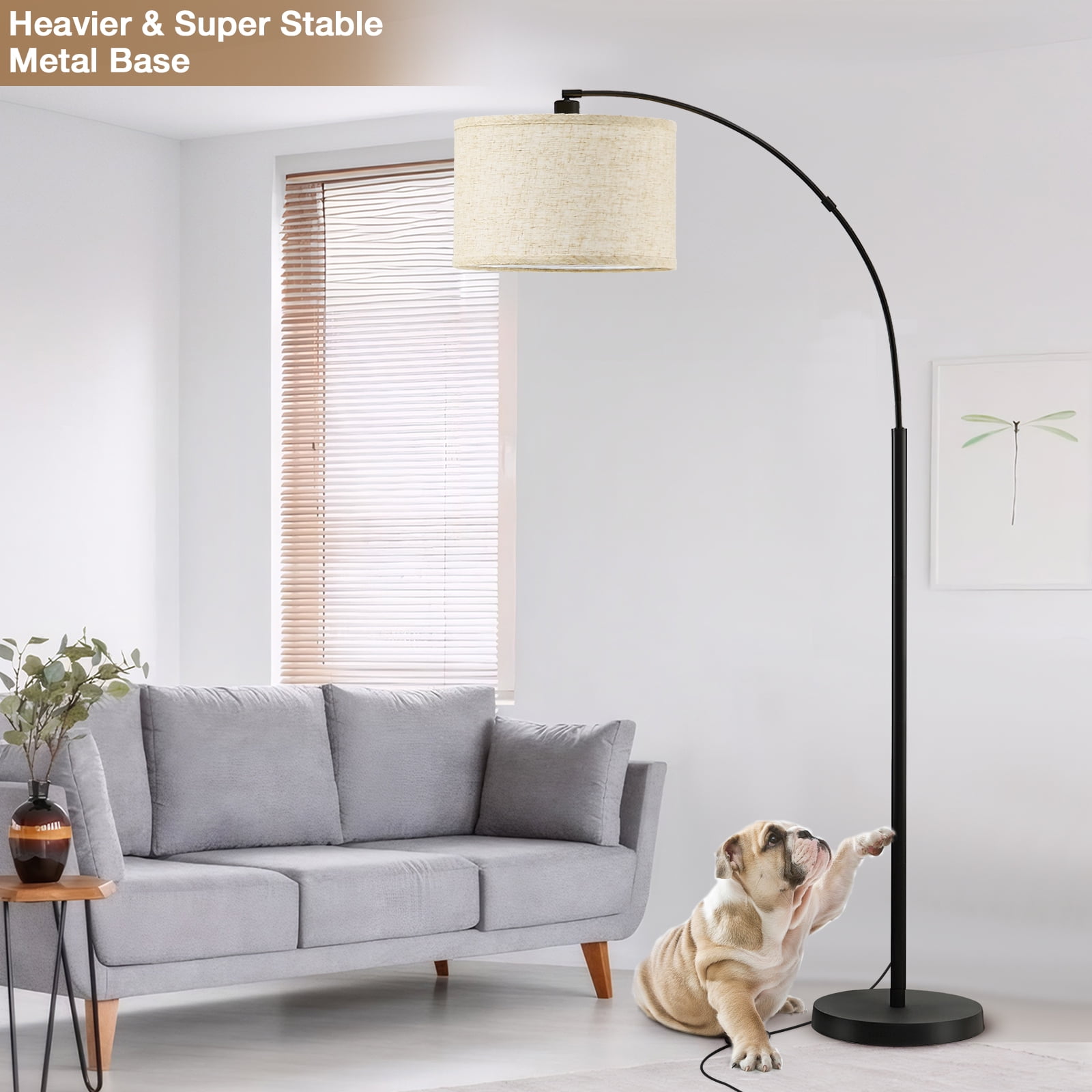 NATYSWAN 71" Arc Floor Lamp with Adjustable Head, Foot Switch & 3 Color Temperatures, Standing Reading Light for Living Room Bedroom Office