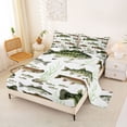 thumbnail image 2 of Feelyou Watercolor Trout Bass Fish Queen Sheet Sets for Men Kids, Rustic Wildlife Bed Set, Green Brown, 4pcs, 2 of 5