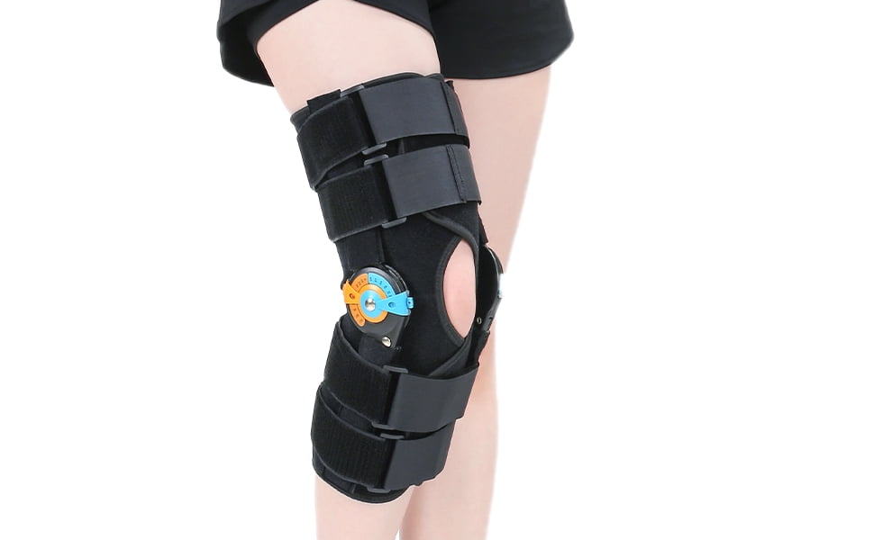 Hinged ROM Knee Braces Adjustable Knee Immobilizer Side Stabilizers
