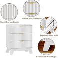 thumbnail image 4 of 3 Drawer Dresser for Bedroom, Small Fluted Dresser Chest of Drawers, Mid Century Modern Nightstand with 3 Drawer, Farmhouse Wood End Table for Bedroom, Closet, Entryway, White, 4 of 12