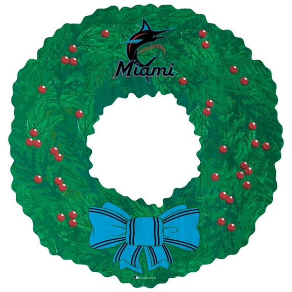 Miami Marlins 16'' Team Wreath Sign