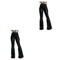 thumbnail image 4 of pitrice Women Wide Leg Jeans High Waist Flared Pants Solid Color Strap Spring Summer Hip-Lifting Ladies Trousers For Office Black L 2Set, 4 of 6