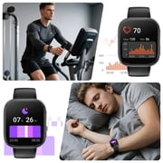 Mingwear 1.85-inch Smart Watch, compatible with Android and iPhone devices, with fitness tracker, answer/make calls/100+ sports modes, IP68 waterproof fitness watch (Black)