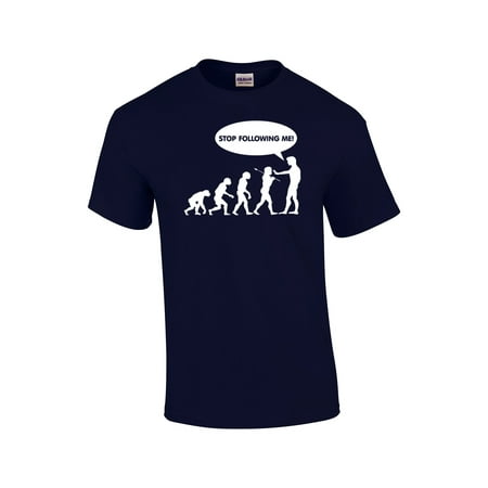 Mens Rambler Brown Bomber - Evolution T-shirt Stop Following Me Caveman