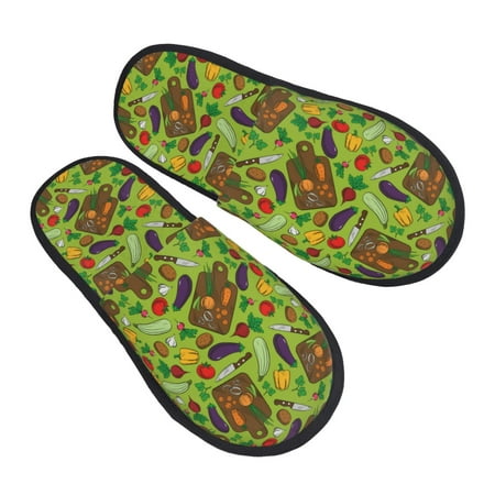 

Kdxio Carrot Eggplant Pattern Slippers for Women Memory Foam Fuzzy House Slippers Bedroom Non-slip Warm Womens Slippers