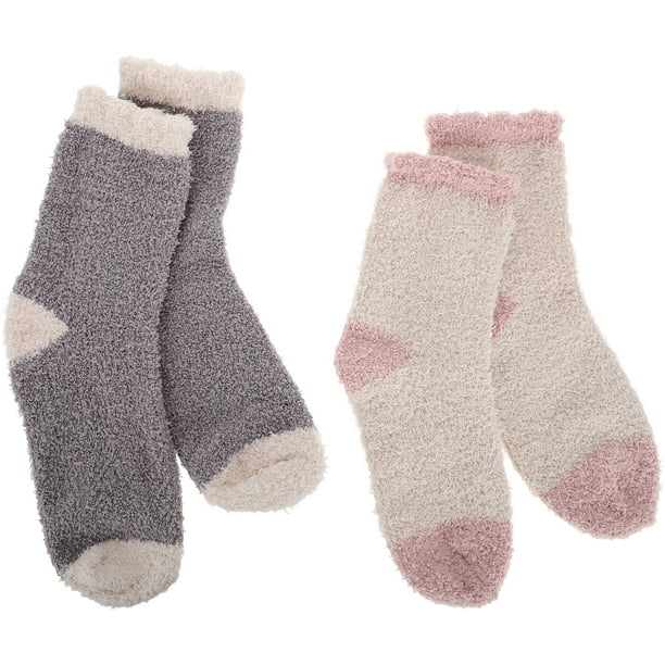 2 pares de calcetines suaves y esponjosos para mujer, ultra suaves y cálidos para el invierno, para el suelo y para el hogar