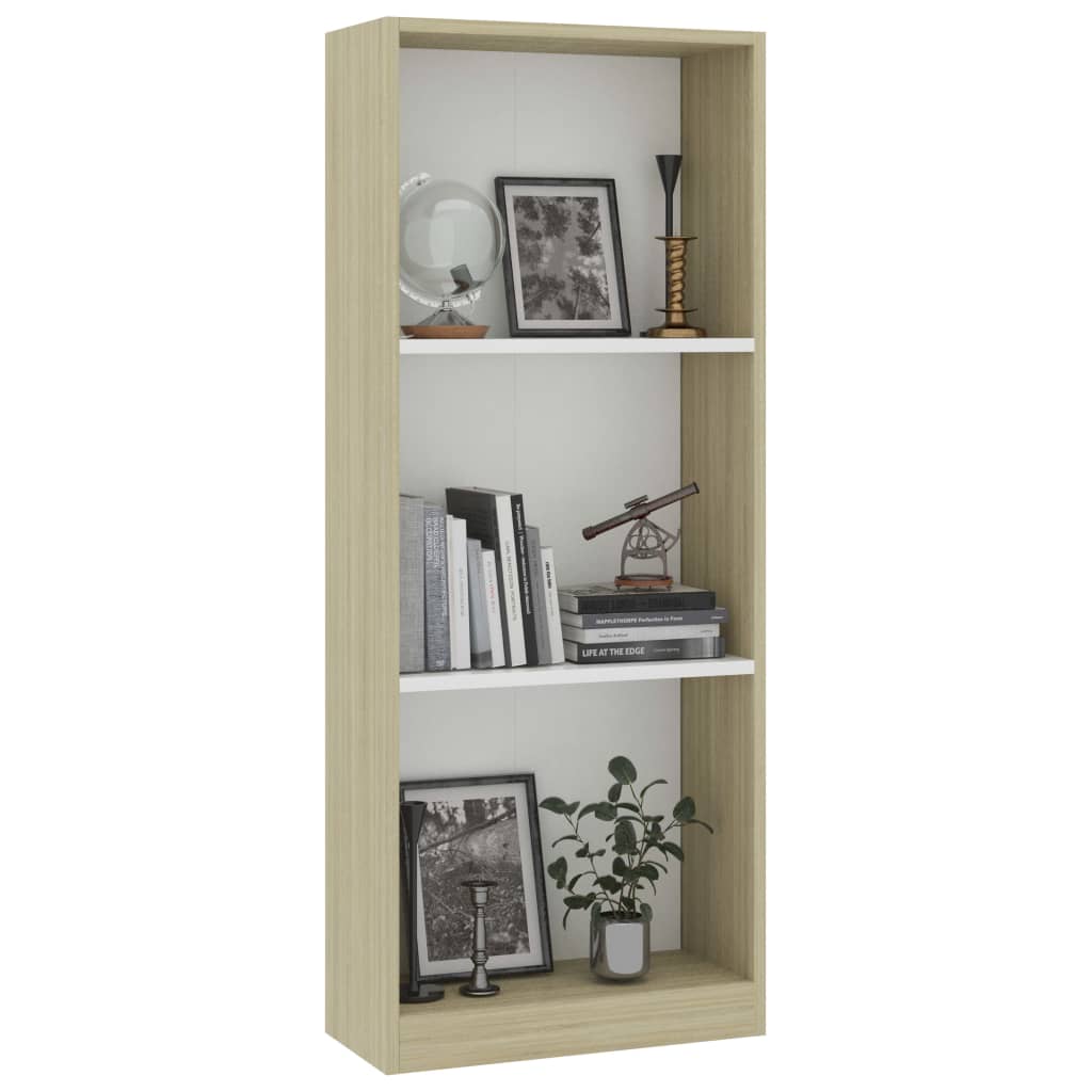Kepooman 3-layer Bookshelf, Free Standing Display Book Cabinet for Home, Side Corner Storage Cabinet for Living Room, Black