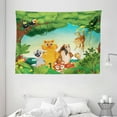 thumbnail image 1 of Zoo Tapestry, Forest Scene with Different Animals Habitat Jungle Tropical Environment Kids Cartoon, Wall Hanging for Bedroom Living Room Dorm Decor, 80W X 60L Inches, Multicolor, by Ambesonne, 1 of 2