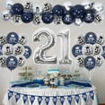 thumbnail image 6 of Navy Blue and Silver 21st Birthday Decorations for Men Boy, Happy 21st Birthday Bunting Banner and Blue Silver 21 Birthday Balloons for Him Her Men Women 21 Years Anniversary Birthday Party Supplies, 6 of 7
