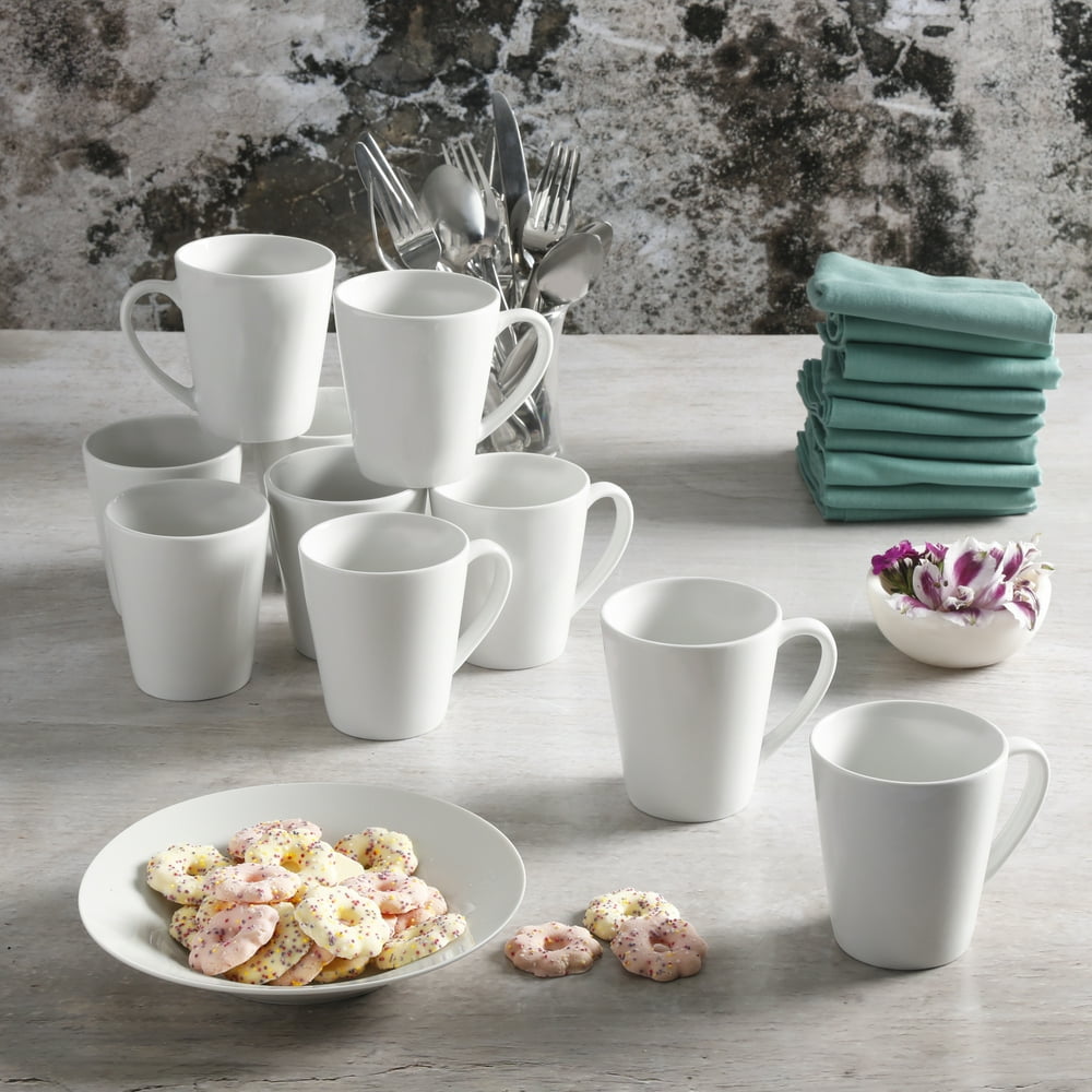 Gibson Home Everyday Round White 12oz Mug, Set of 10