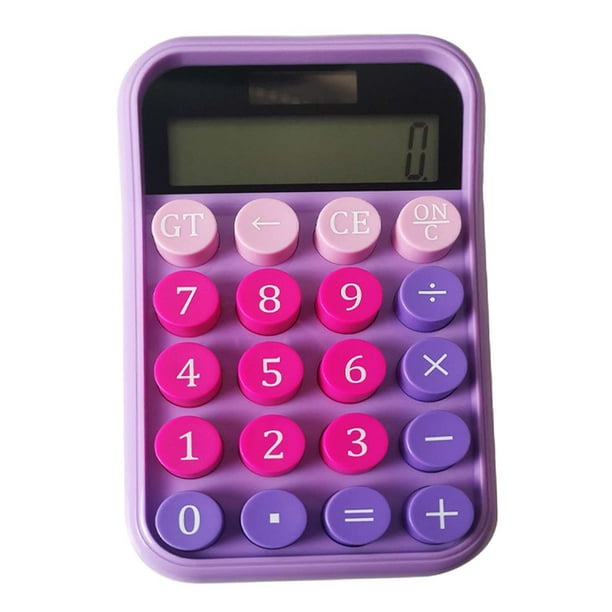 Linda Calculadora, Calculadora Solar, Botones , Calculadora de Escritorio de 10 Dígitos, Calculadora de Escritorio Mecánica para la Escuela, Of Violeta
