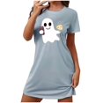 thumbnail image 2 of Wowcloth Women's Halloween Oversized Short Nightgown - Fashion Chest Print Short Sleeve Sleep Dress, 2 of 3